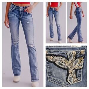 Miss Me Distressed Signature Boot GUC Size 32   J1419